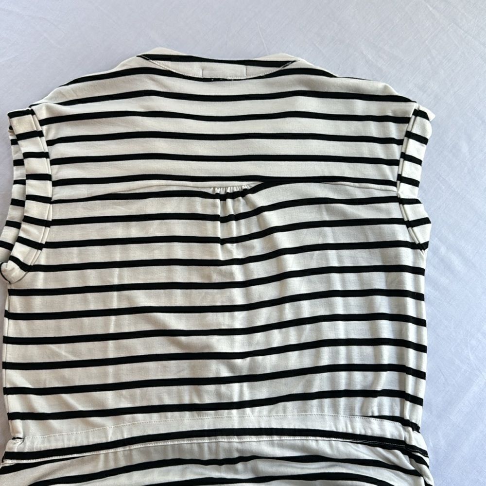 Gibson Como Knit dress Black White Stripe jersey sleeveless belted dress M - Picture 11 of 11